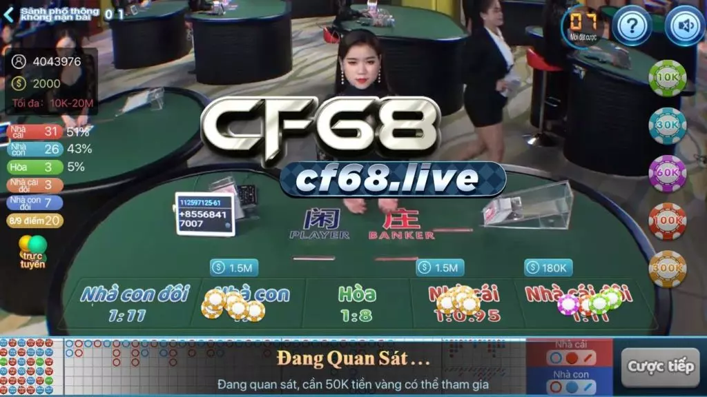 CF68club có Baccarat không? Hướng dẫn chơi chi tiết nhất Baccarat live cf68club