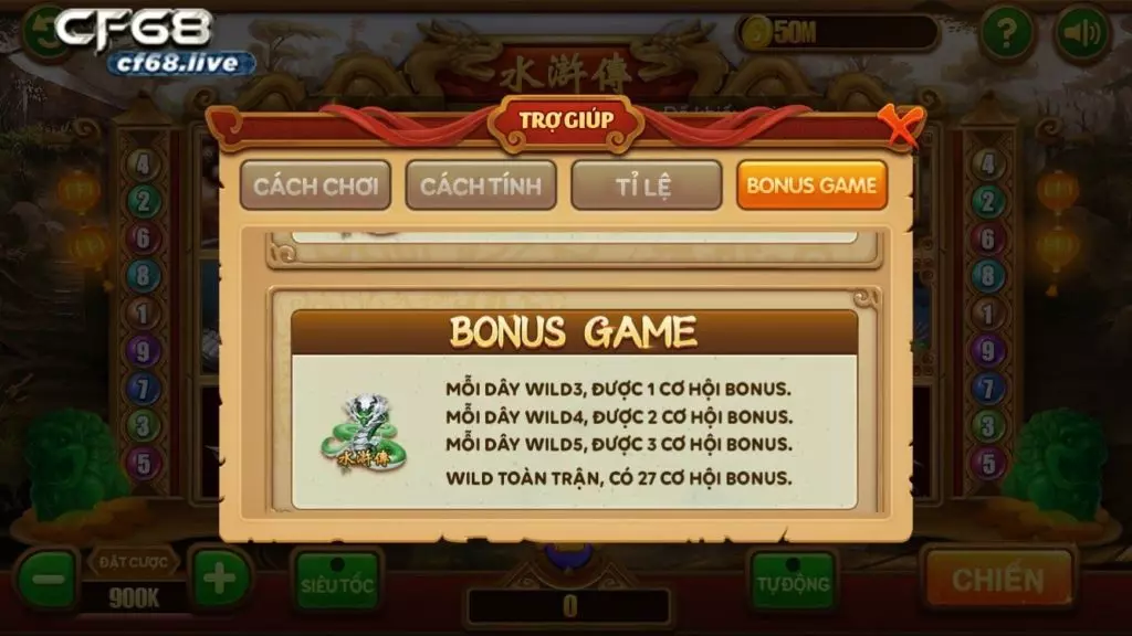 Cf68.io chơi thủy hử -thuật ngữ cho người mới bắt đầu Quy định Bonus Game cf68.io