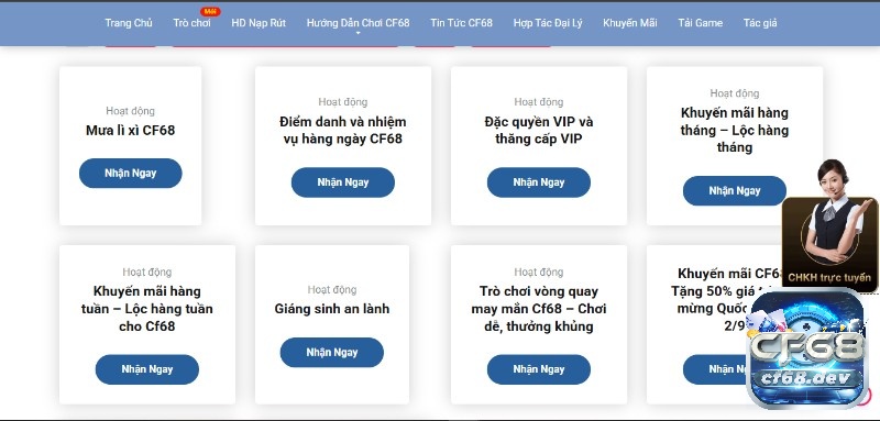 Game club đổi thưởng tại CF68 có nhiều khuyến mãi nổi bật thu hút đông đảo anh em cược thủ tham gia nhận thưởng